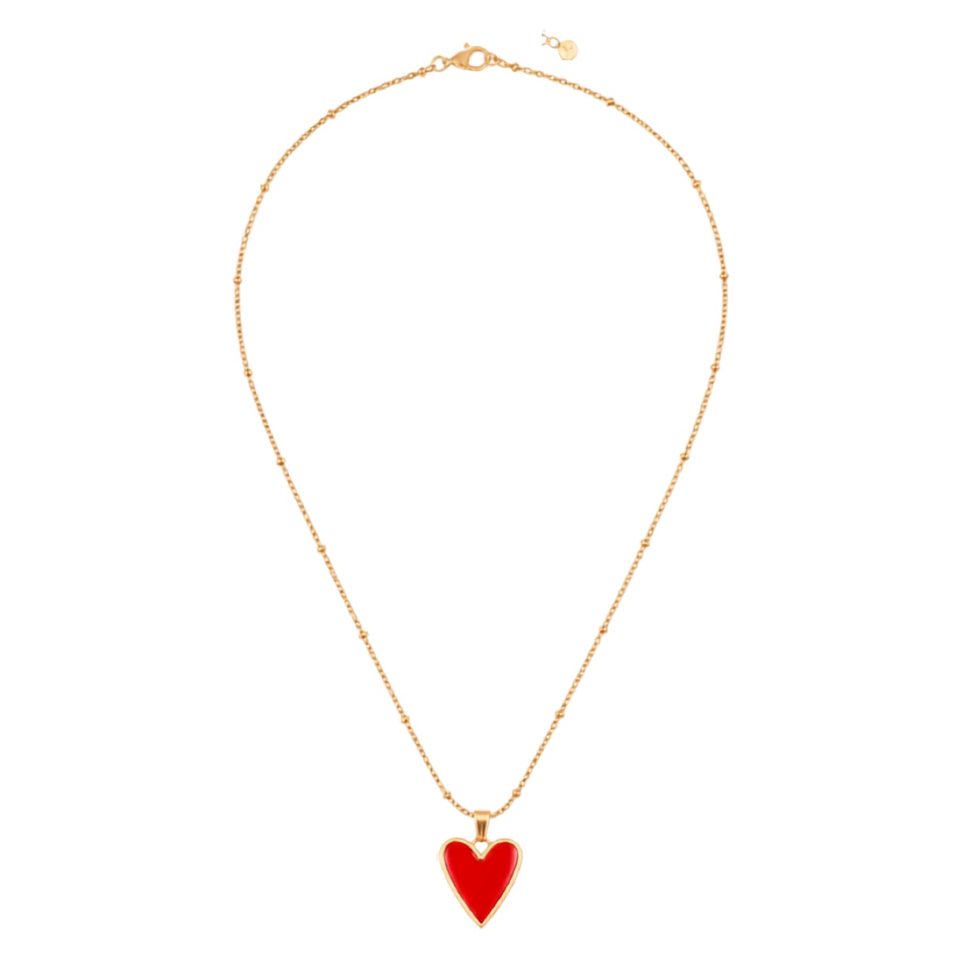 Collier Cœur Émail Rouge