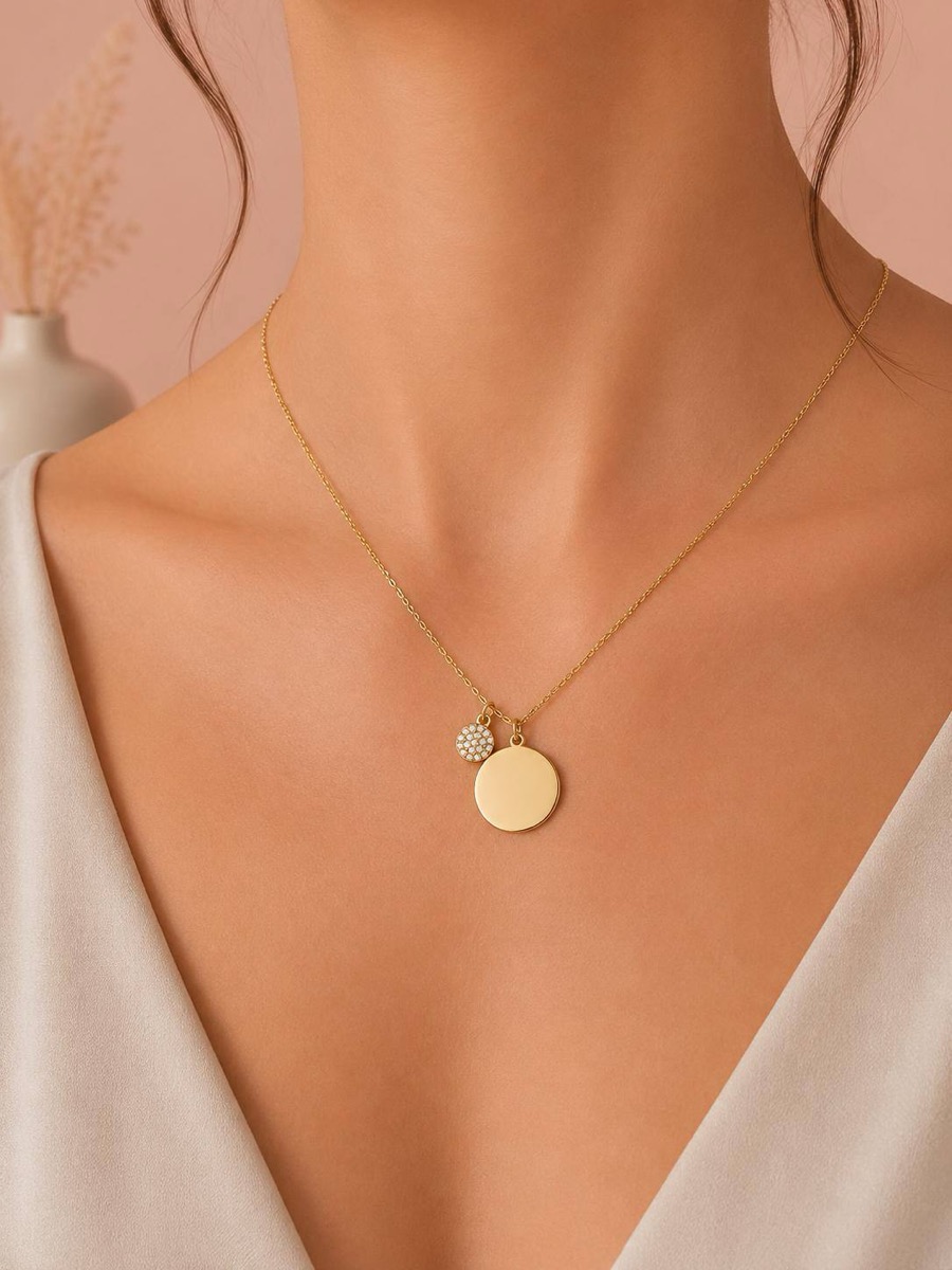 Collier Médaillon Rond Serti